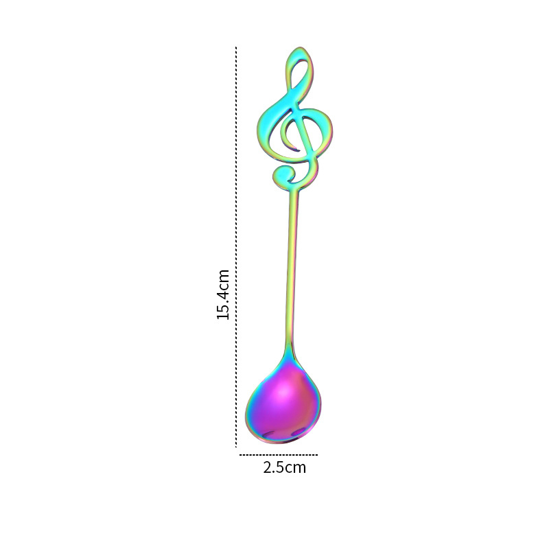 1/3/5/10pcs 304 Stainless Steel Musical Notes Coffee Spoon Stirring Cup Spoon Music Stick Ice Cream Spoon: WHITE / S