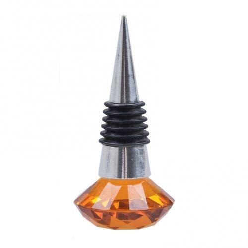 80%HOTCrystal Metal Silicone Leakproof Reusable Wine Stopper Bottle Sealer Cork Plug: Amber