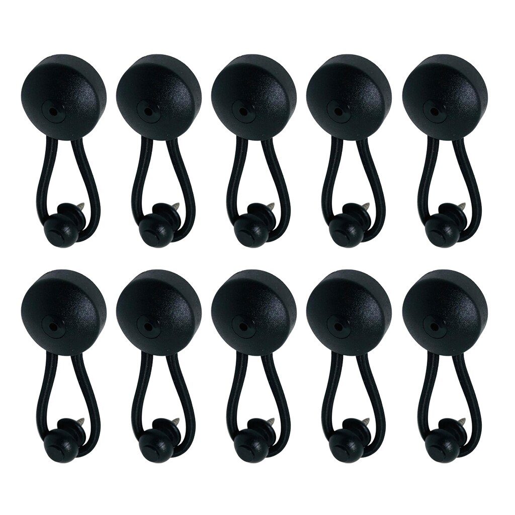 10 Pieces Reusable Bungee / Shock Cord Fasteners for Canvas, Black