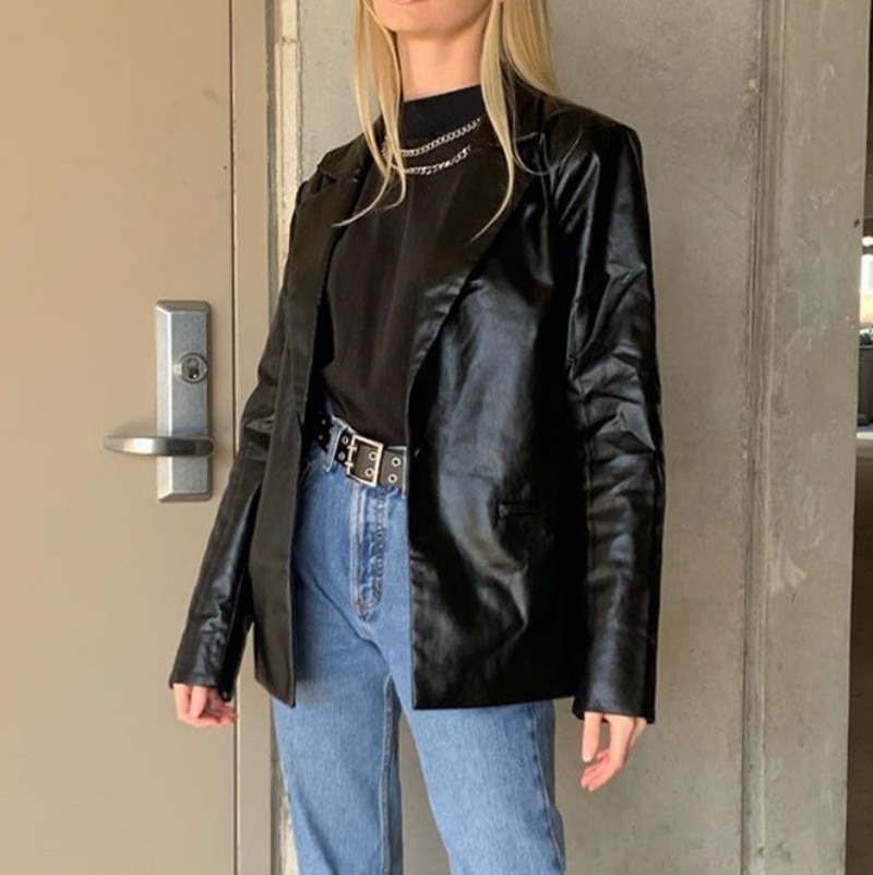 L9WEI Blazer voor dames, elegant, businesspak, revers, kantoor, blazer, casual, effen, lange mouwen, blazerjack, open voorkant, herfst, outwear, legergroen, XL
