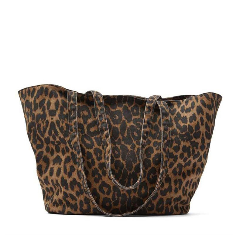 Luxe Leopard Grain Shopper Schoudertas Grote Capaciteit Handtassen Vrouwen Tas Vrouwelijke Casual Tote Canvas Handtas: Leopard-print