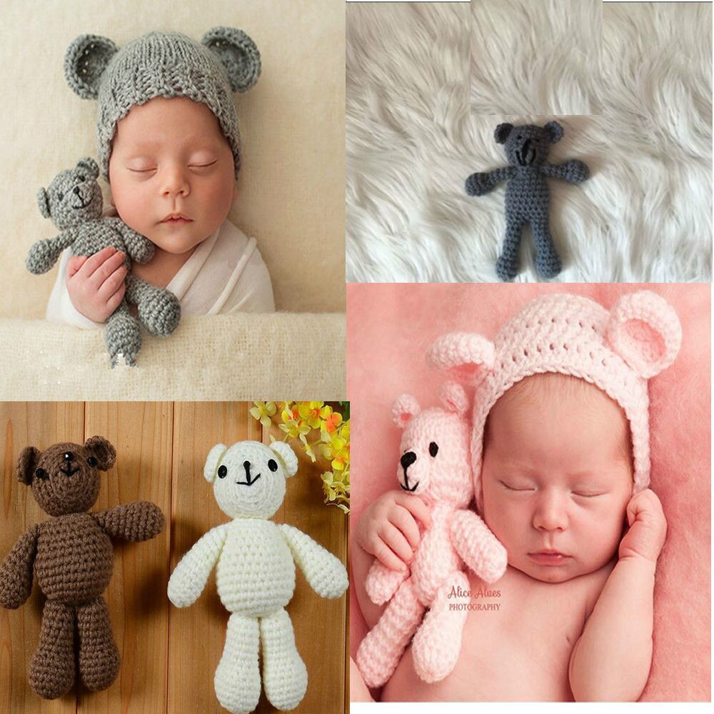 Jouet de photographie pour bébés filles garçons | Crochet tricoté ours, accessoire de photographie, mignon