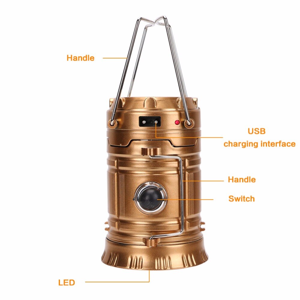 Collapsible Solar Portable Camping Lantern Rechargeable Tent Lamp Handy Light for Hiking Emergencies Lighting EU/US