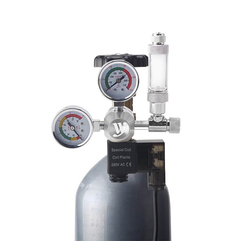 WYIN Aquarium CO2 regulator, with bubble counter fine-tuning valve 360°rotating CO2 electromagnetic pressure reducing equipment