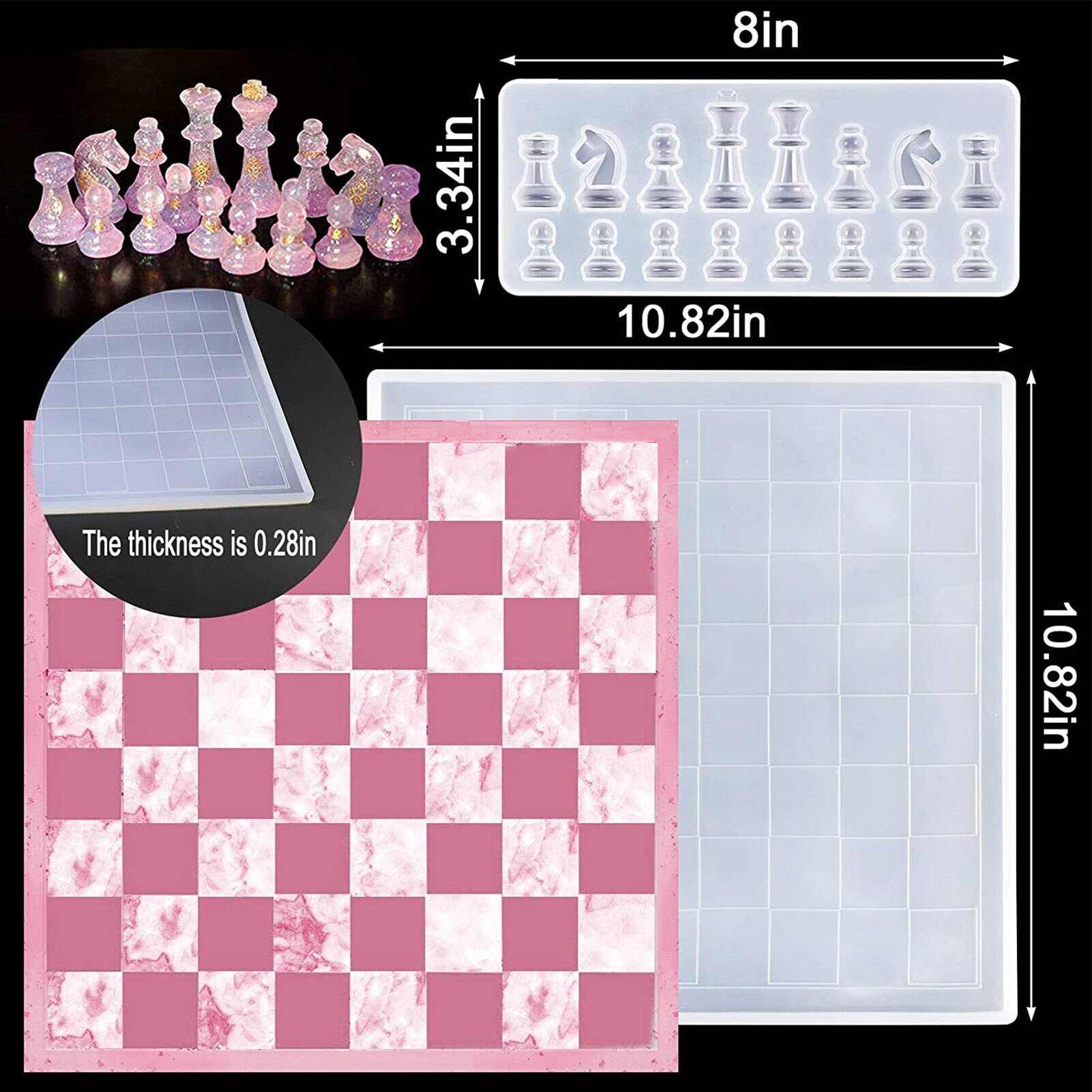 Moule en Silicone pour échiquier, cristal Gutta Percha, pour bricolage, uniquement