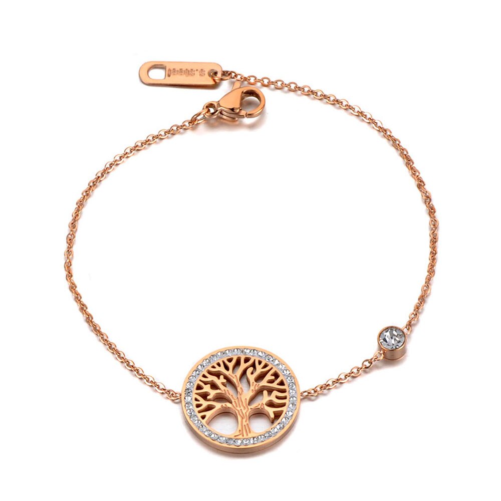 Pulsera Lokaer de CZ Ctystal Tree Charm, brazalete para mujer, cadena Bohemia de acero inoxidable, pulseras de aniversario B19127: Default Title