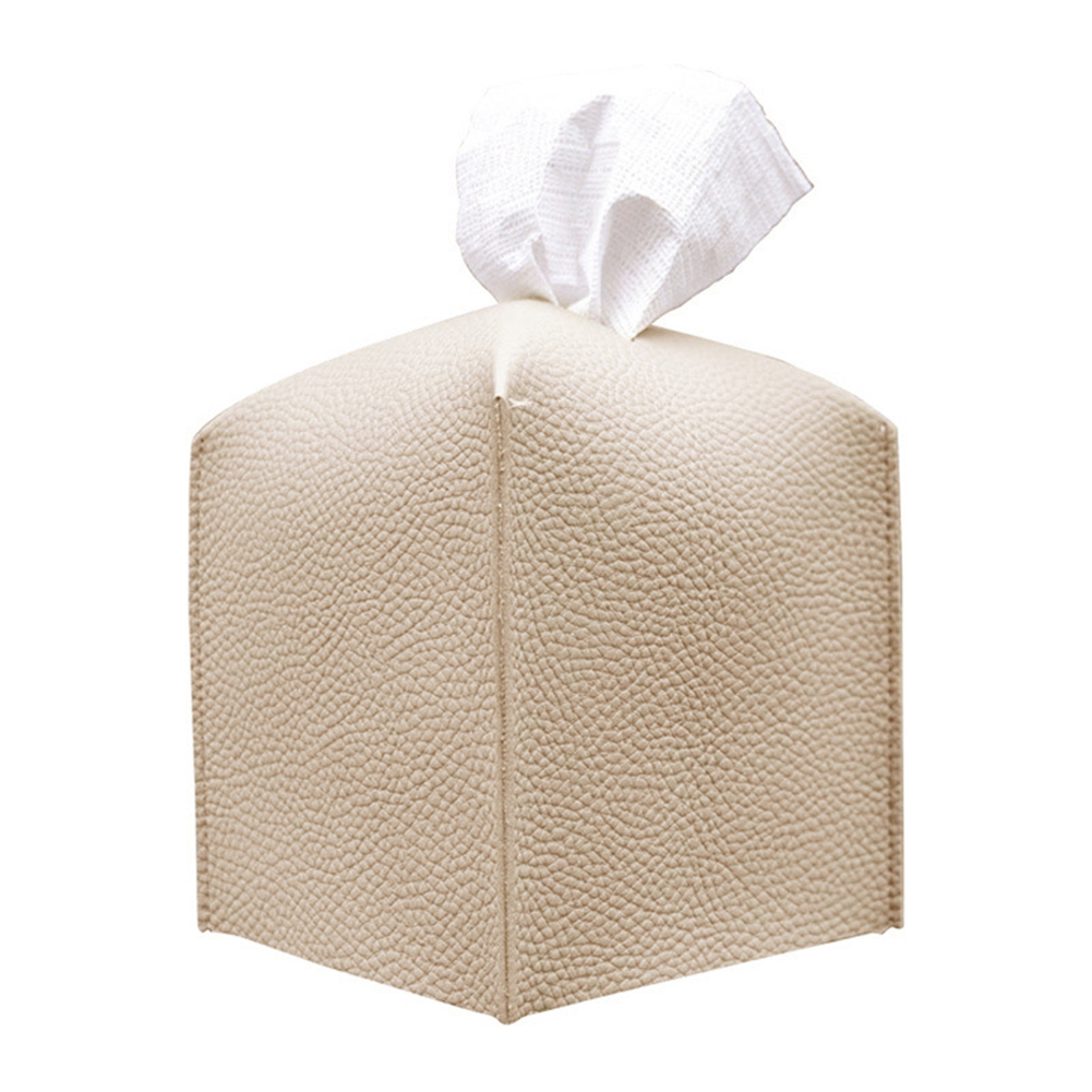 Caja de pañuelos cuadrada creativa para el hogar, Cube de cuero Pu de Color sólido, exquisito y moderno, almacenamiento para encimera de baño: BE
