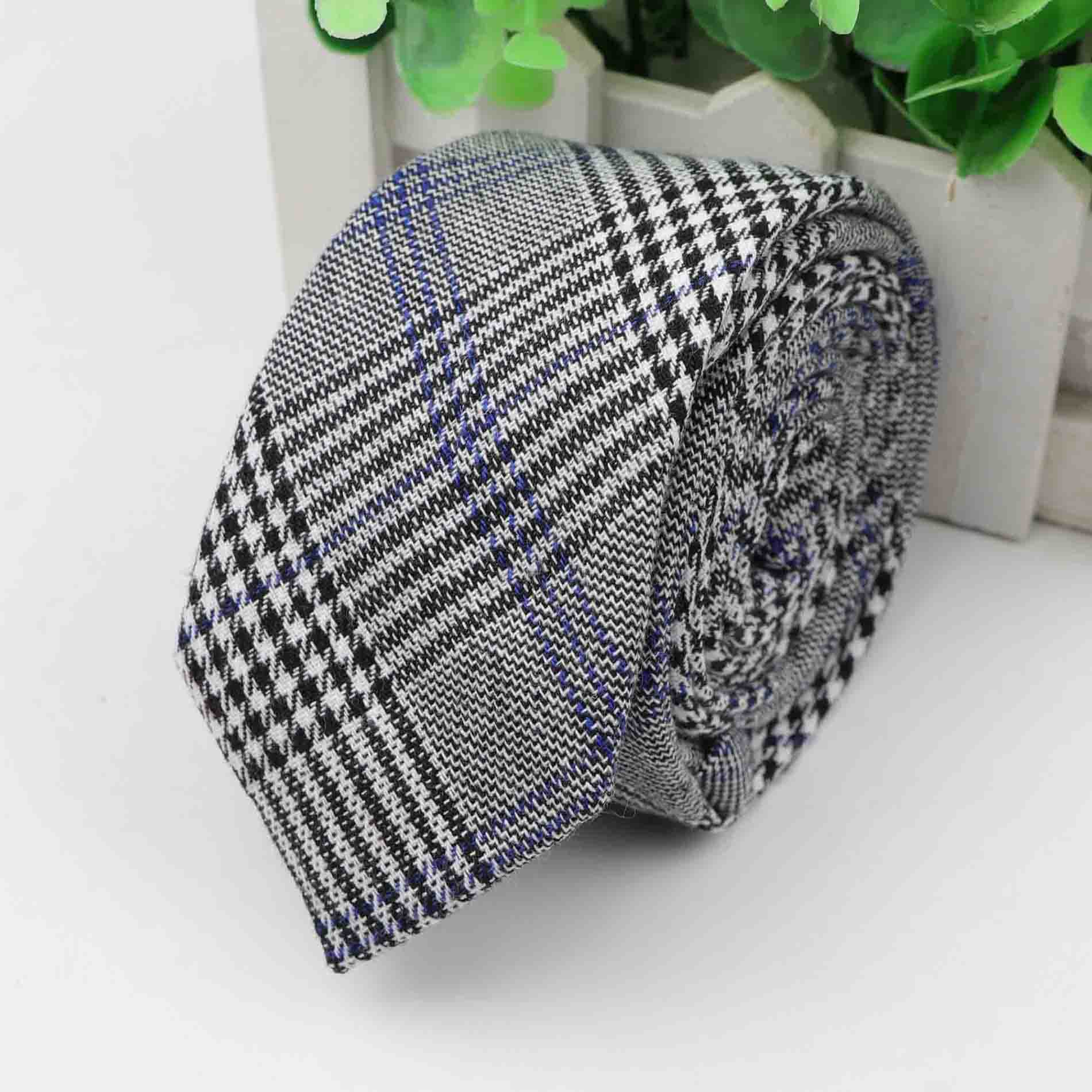 Cravate à carreaux pour hommes, cravate épaisse colorée, costume décontracté, nœuds papillon, coton Slim: 6