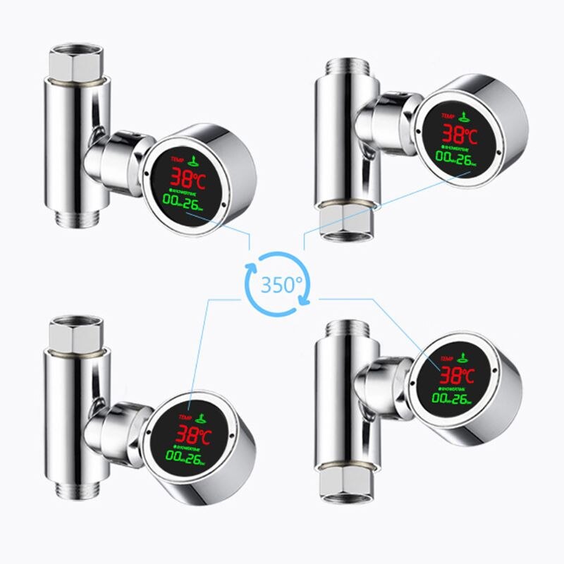 LED Water Shower Thermometer Self-Generating Electricity Bath Temperature Meter