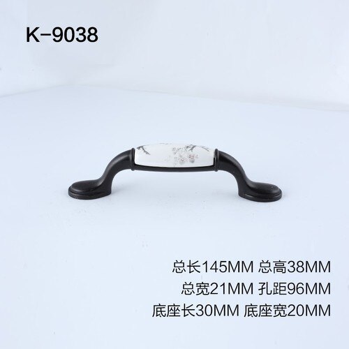 Poignée encastrée en plastique pour amélioration de l'habitat, modèle chinois de meubles Vintage en marbre noir et blanc: K-9038-96
