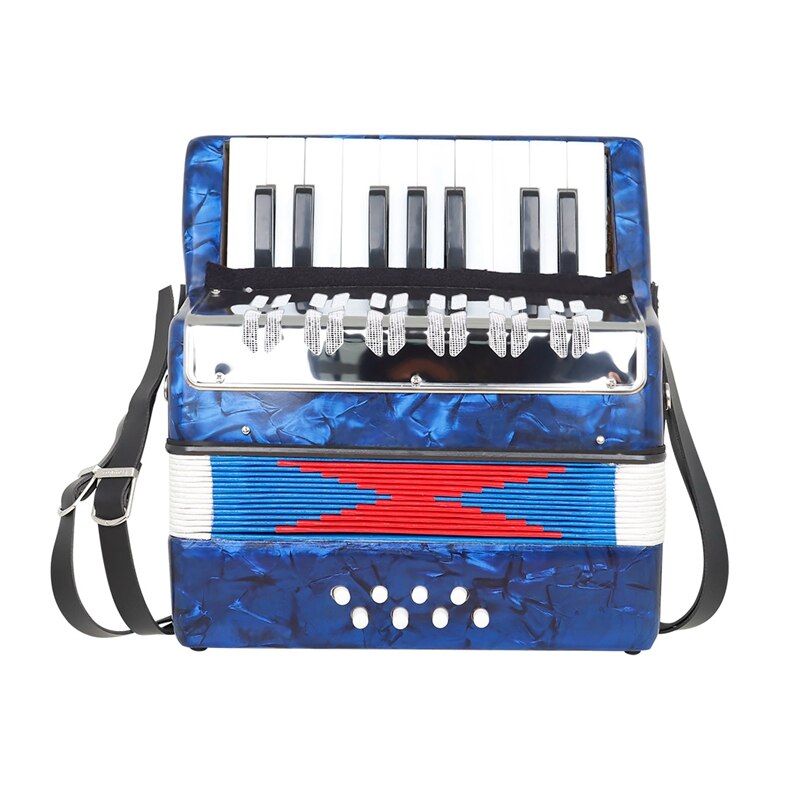 SEWS-Kids Accordion, 17 Keys 8 Bass Piano Accordion, Mini Musical Instruments for Early Childhood Teaching: Navy Blue