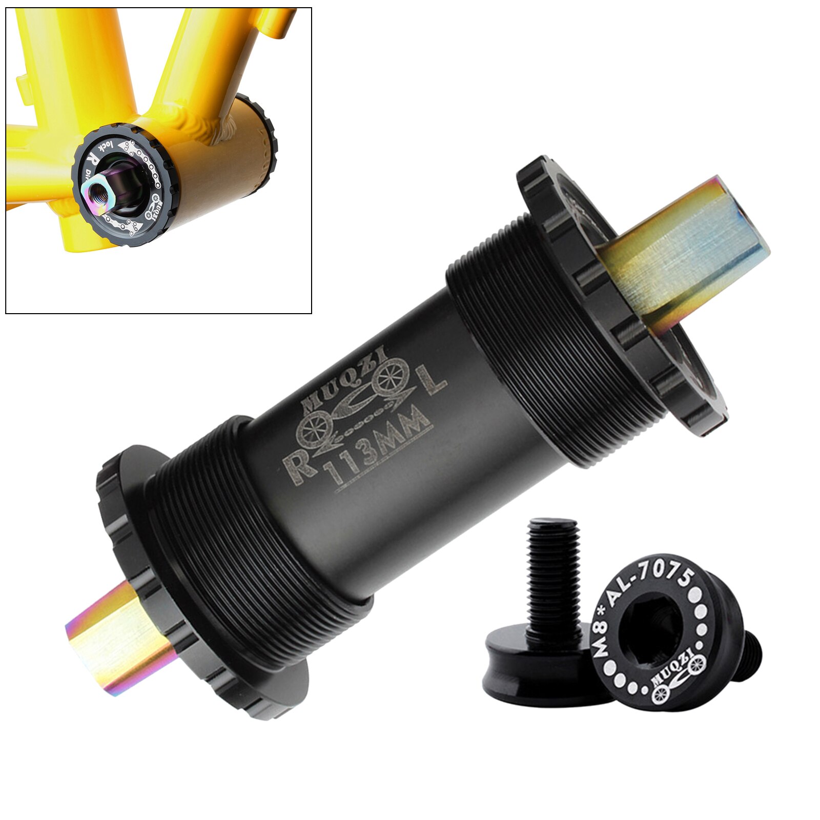 Bicycle Bottom Bracket 68mm Square Hole Crank Axis Mountain Road Bicycle Parts BB for Square Tapered Spindle Crankset: 113mm Black