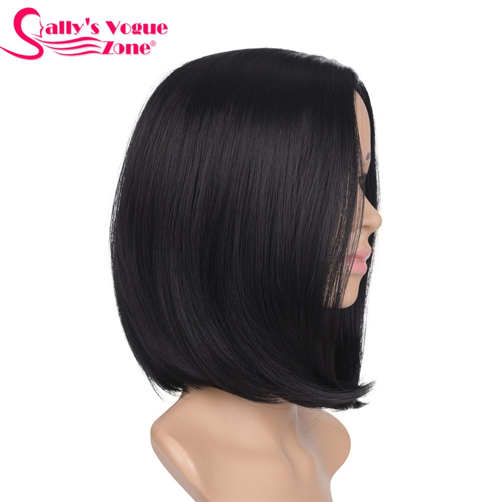 Sallyhair 12 inch japanse synthetische pruik met hoge temperatuur vezel, korte zwarte bob voor vrouwen