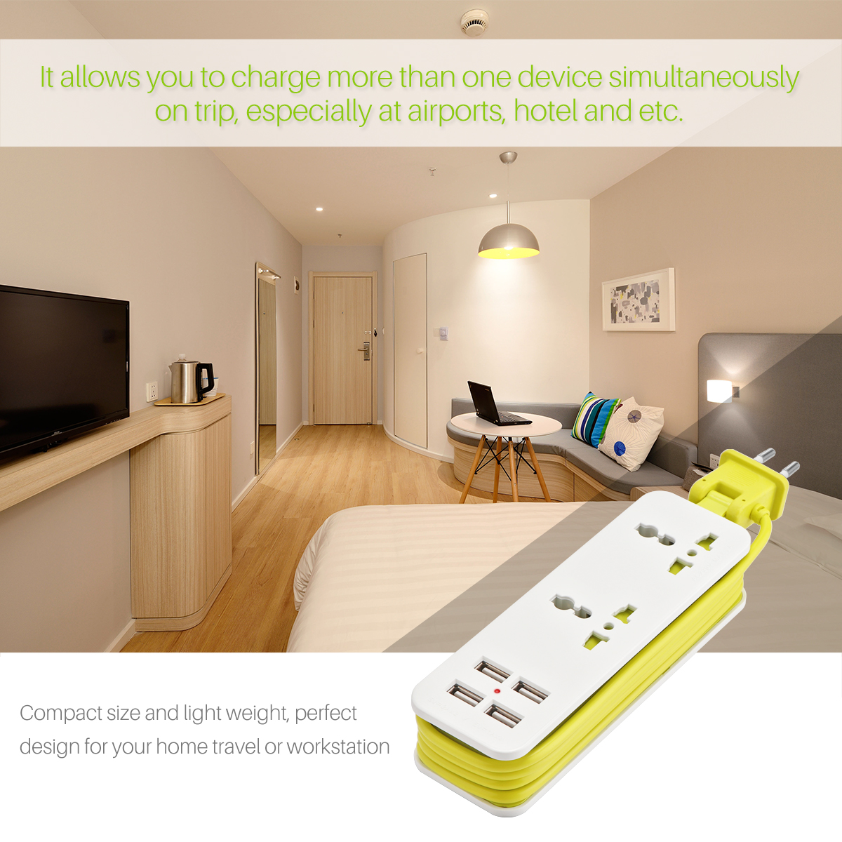 EU/US/UK Plug Extension Socket Outlet Portable Travel Power Strip Surge Protector With 4 USB 5V 2A Output) Smart Charger Wall