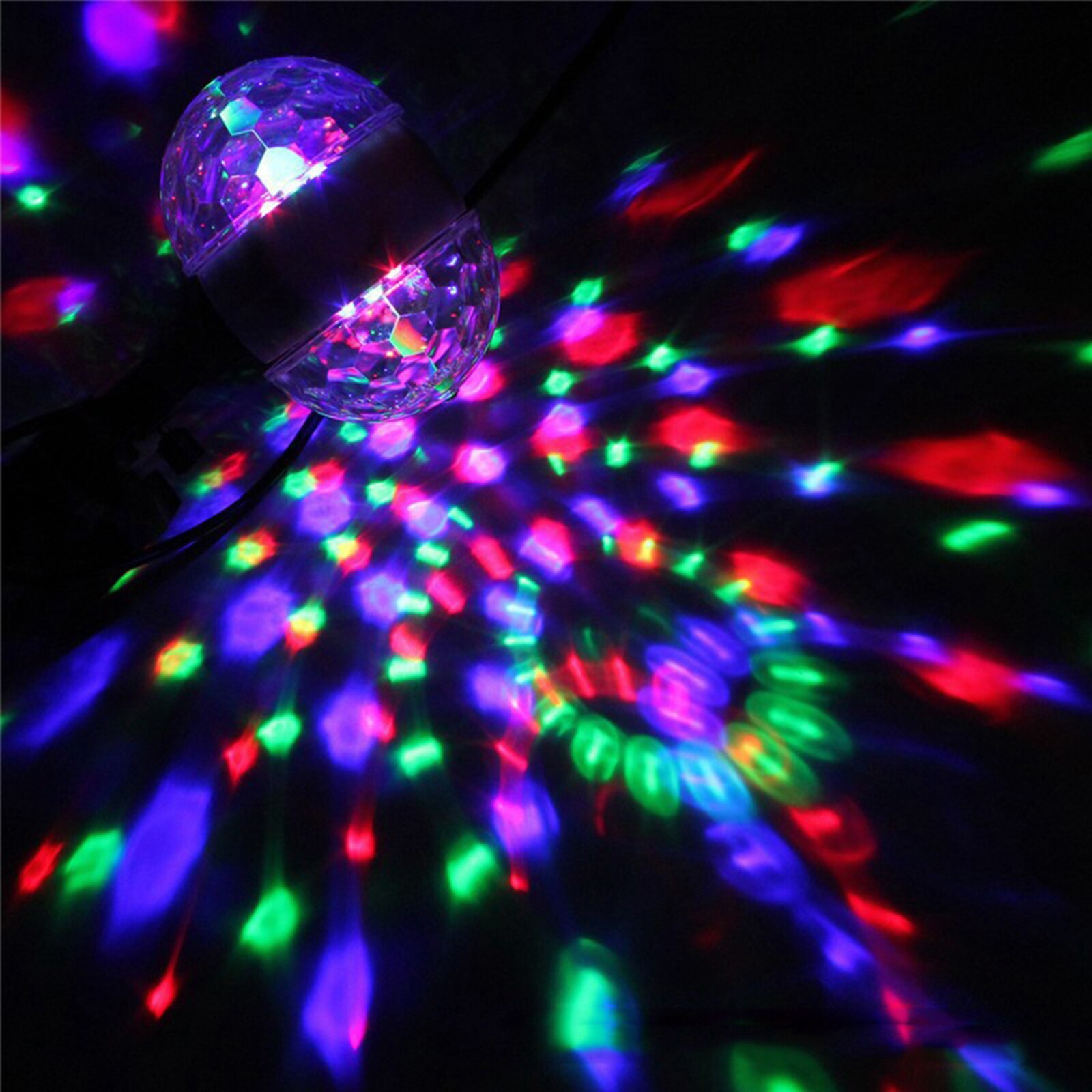 DJ Disco RGB 6W Light Crystal Ball Bulb Two-Head Effects Lighting Decor