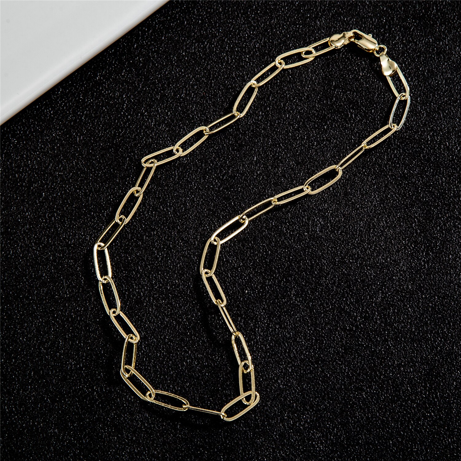 Gold Farbe Papier Clip Lecken Kette Halsband Halskette für Frauen Verknüpfung Kette Hochzeit Geburtstag Schmuck 15 16 17 zoll