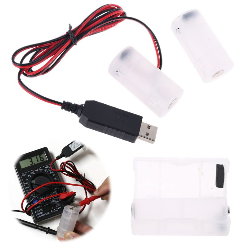 LR14 C Battery Eliminator USB Power Supply Replace 1 to 4pcs 1.5V C Cell Battery for Smoke Detector LED Lamps Toys