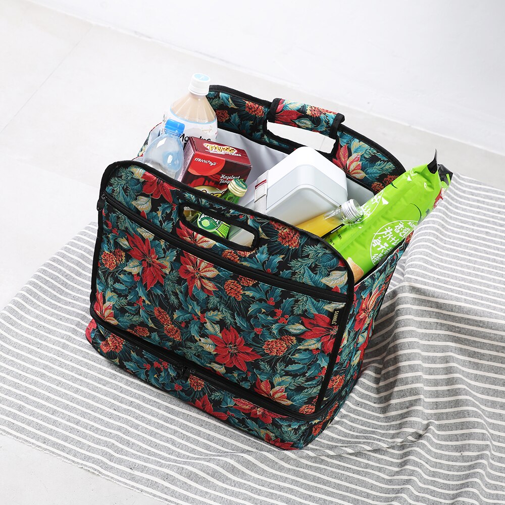 SANNE 10L Tote Pizza Double layer Thermal Cooler Bag Insulated Bag Thermal Ice Box Portable Cooler Bag Insulated