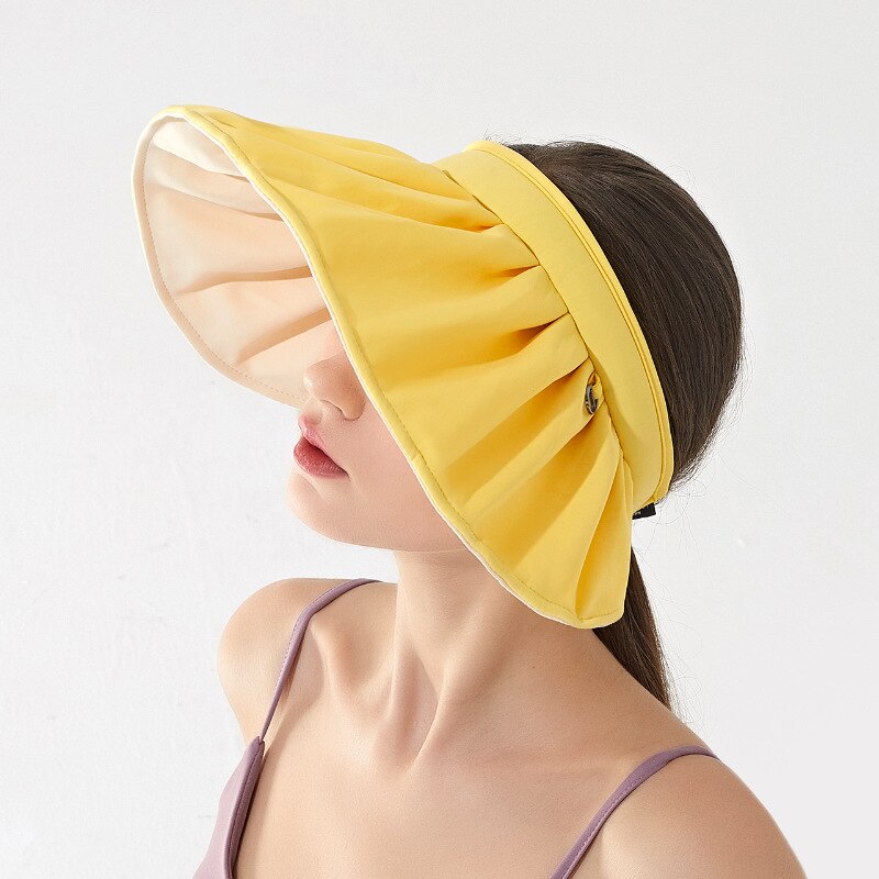 Sombrero plegable portátil para mujer, visera superior vacía, accesorios para el cabello, diadema de doble uso, para la playa, de verano: MZ48001-3