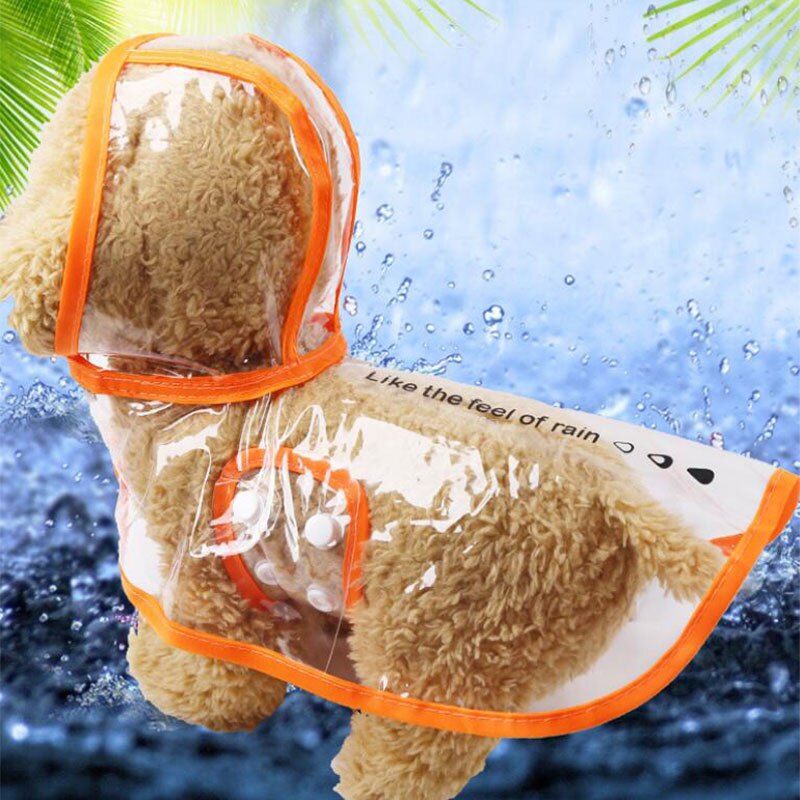 Dog Raincoat Waterproof Pet Transparent Raining Coat Jacket Outdoor PU Hooded Rainwear for Small Dogs Cats Rain Poncho Clothes