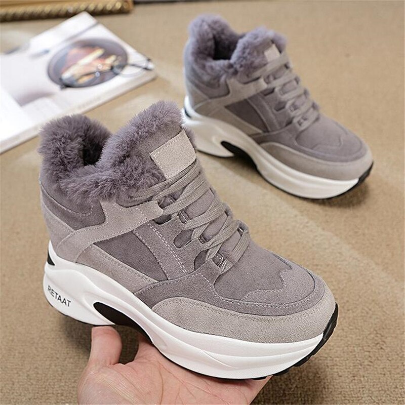 Damesschoenen winter sneakers warme bont dikke platform pluche casual schoenen comfortabele dames wedge sneakers feamle  y957