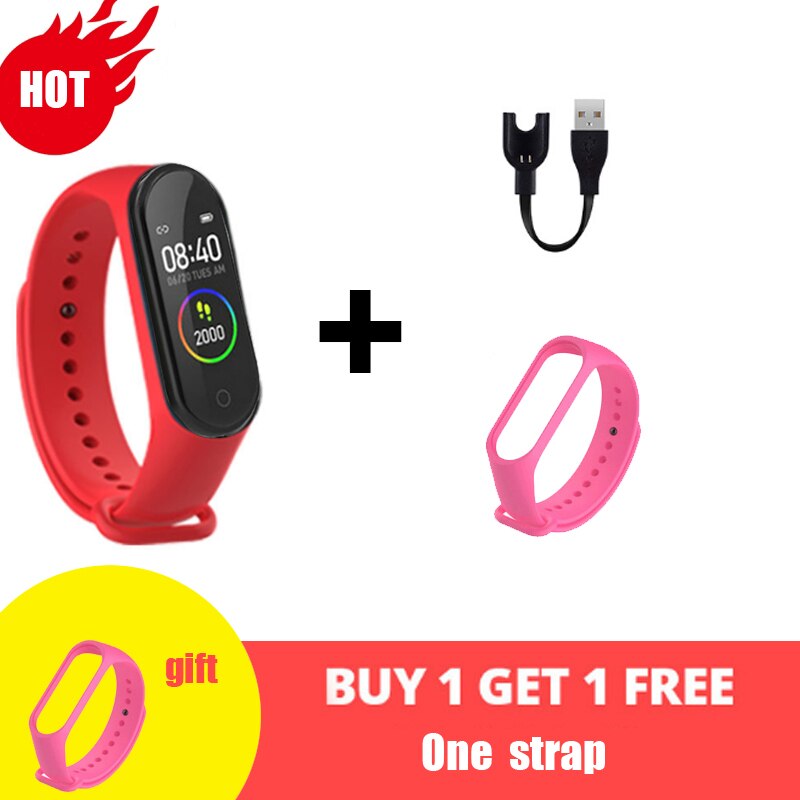 Reloj inteligente M4 para mujer, pulsera deportiva con pantalla LED, rastreador de Fitness, Bluetooth, resistente al agua, digital: 4