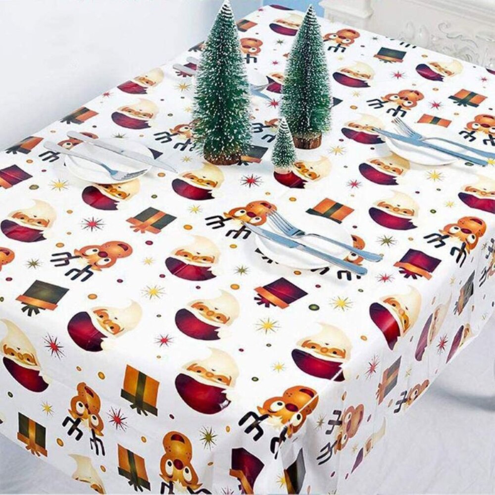 Juledug 110 x 180cm års middagsfest juletrykt duge borddæksdekorationer engangsdug