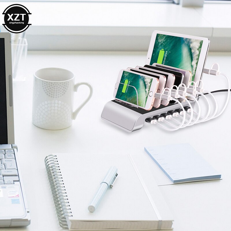 Multi Port Fast Opladen QC4.0 USB Telefoon Oplader 6 Poorten Station Dock Stand Houder Voor Alle Telefoon/Tafels/ smart Horloge/Power Bank