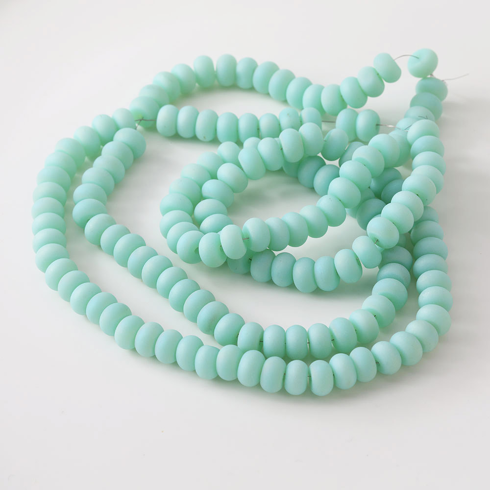 82 stk matterede flade perler skinnende glasperler til smykkefremstilling armbånd DIY perle halskæde 8mm