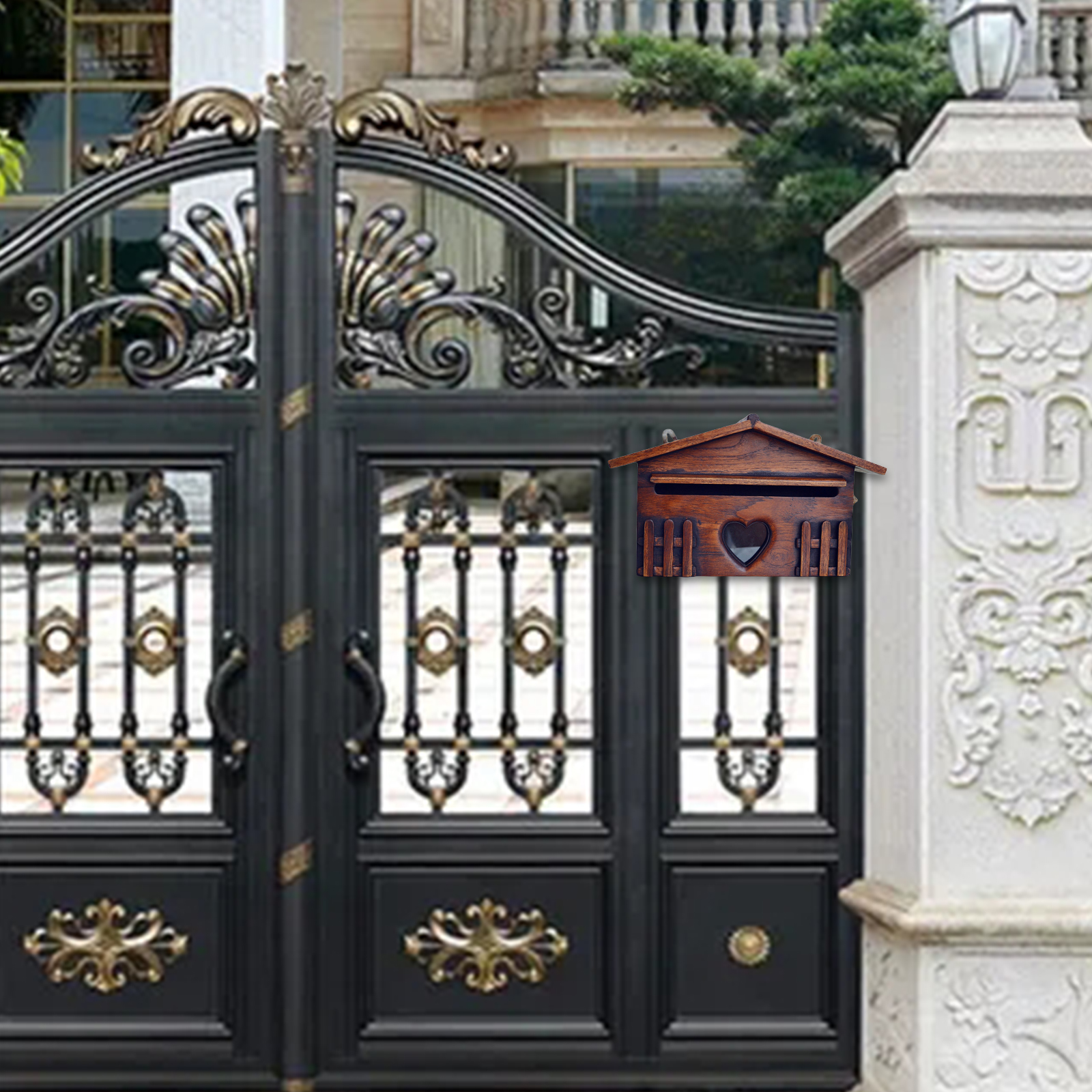 Wooden Mailbox Outdoor Post Box Rainproof Suggestion Box Wall Mounted Letter Box For Home Company Garden Supplies