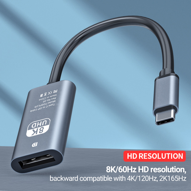 8K HD USB-C do Displayport konwerter typu C męskie na DP żeńskie złącze 8K 60Hz/4K 120Hz idealne dla Macbook Pro Dell