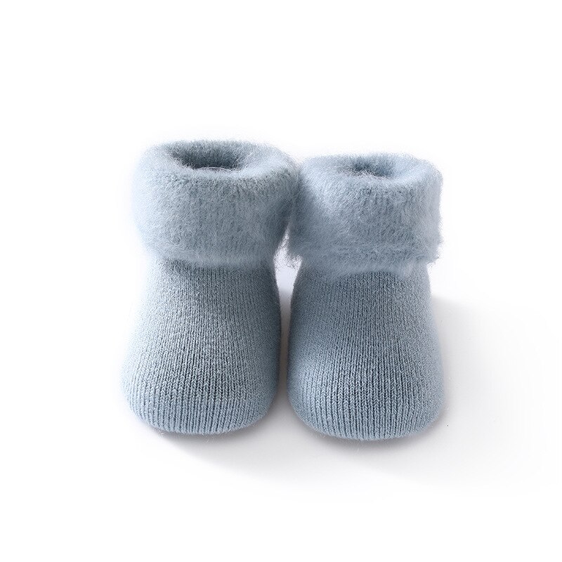 Baby Badstof Sokken Warme Winter Dikke Pasgeboren Katoen Leuke Peuter Sokken Jongens Meisjes Effen Kleur Antislip Vloer Sokken 0-3 Jaar: Light blue / M