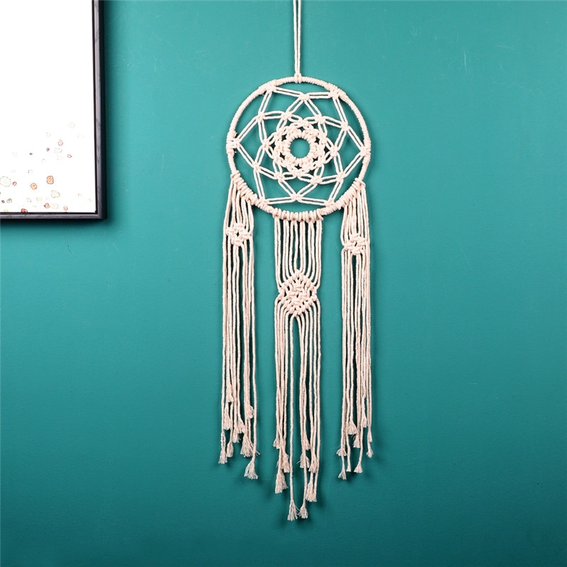 Macramé nórdico atrapasueños tapiz decoración de habitación decoración de granja hecho a mano atrapasueños