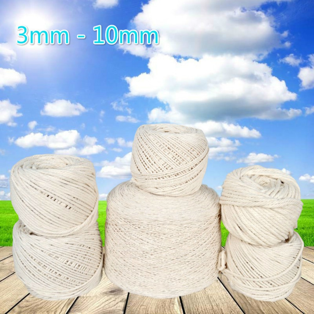 3-10mm White Cotton Twisted Braided Cord Rope Diy Handmade Home Textile Accessories Craft Macrame String Wedding Decoration