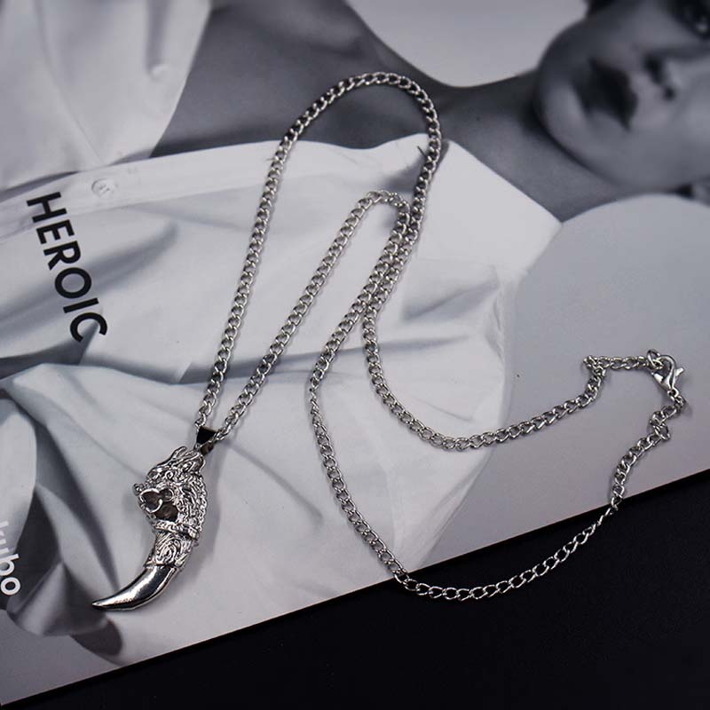 Punk modiga män wolf tand spike hänge halsband män smycken fang tand amulett hänge halsband xlct 009