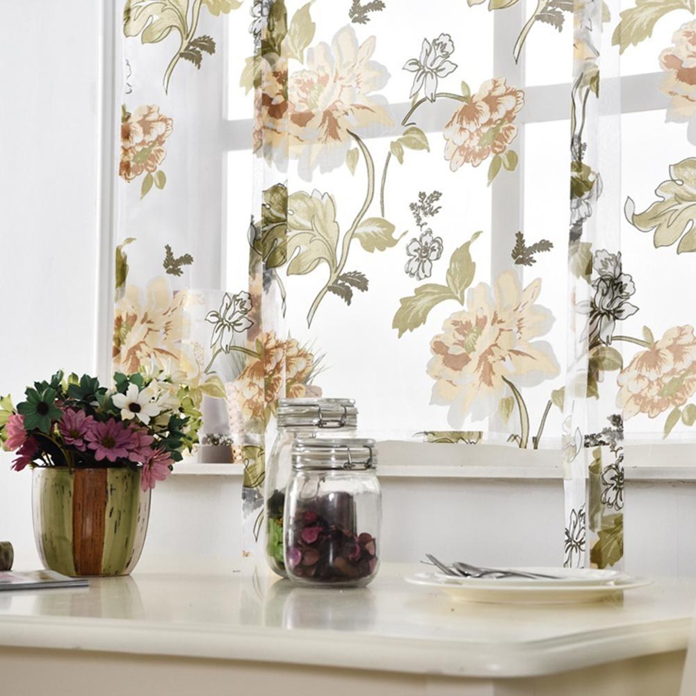 Flower Roman Curtains Kitchen Valance Tulle Sheer Panel Bedroom Window Drape