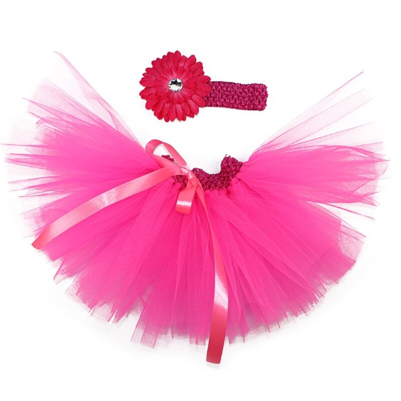 3 Pcs Baby Zuigelingen Mesh Tutu Rok Riem Bloem Hoofdband Set Fotografie Props: Rood