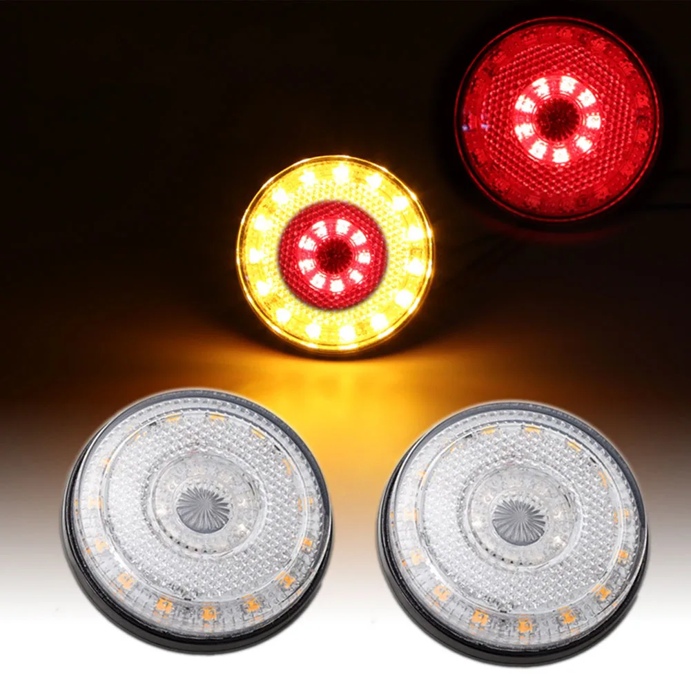 DC12V 24-LEDs Car Lights Auto Truck Trailer Rear Tail Brake Stop Marker Light Indicator Turn Singal Light Lamp Round Reflector