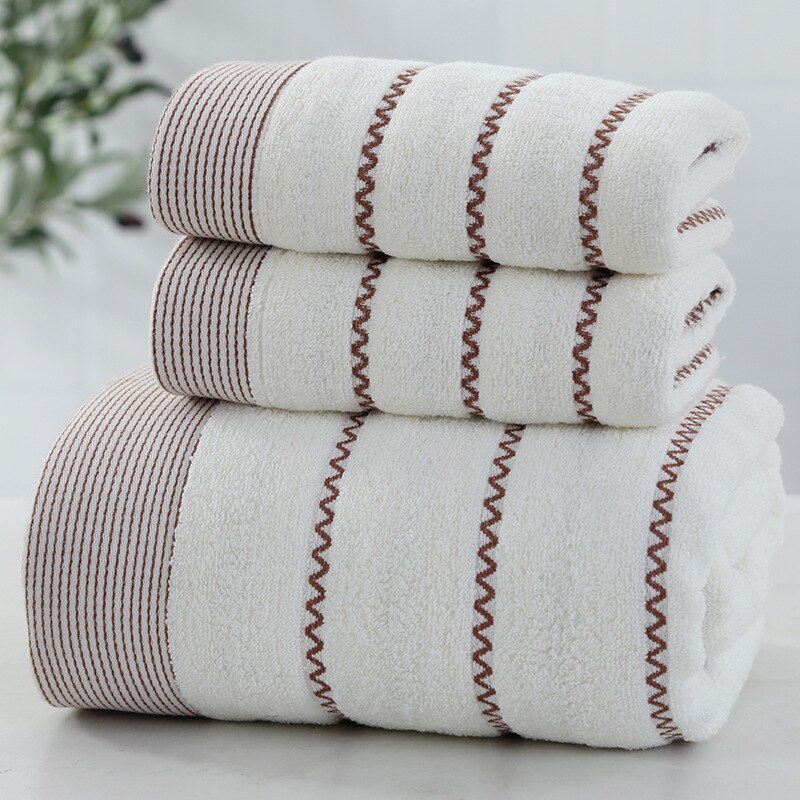 1/2/3pcs/set Bath Towel Adult Thickening Strong Absorbent Bath Towels Cotton Household Men Women Couple Big Towels Beach Towel: 2small 1big White