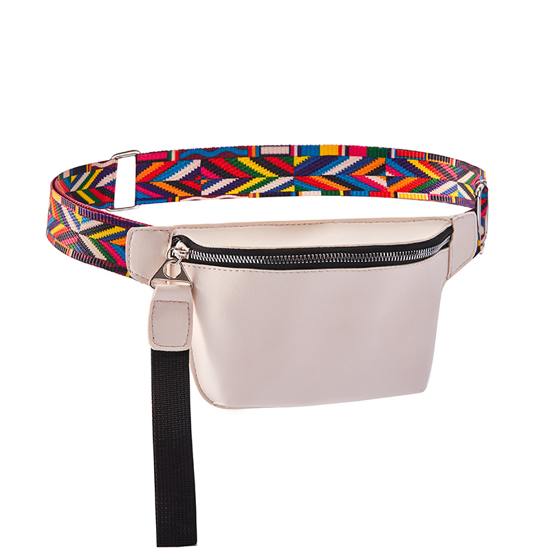 Womens Waist Bag PU Leather Waist Bag Bohemian Belt Bag Female Casual Phone Bag Black Pech: Beige