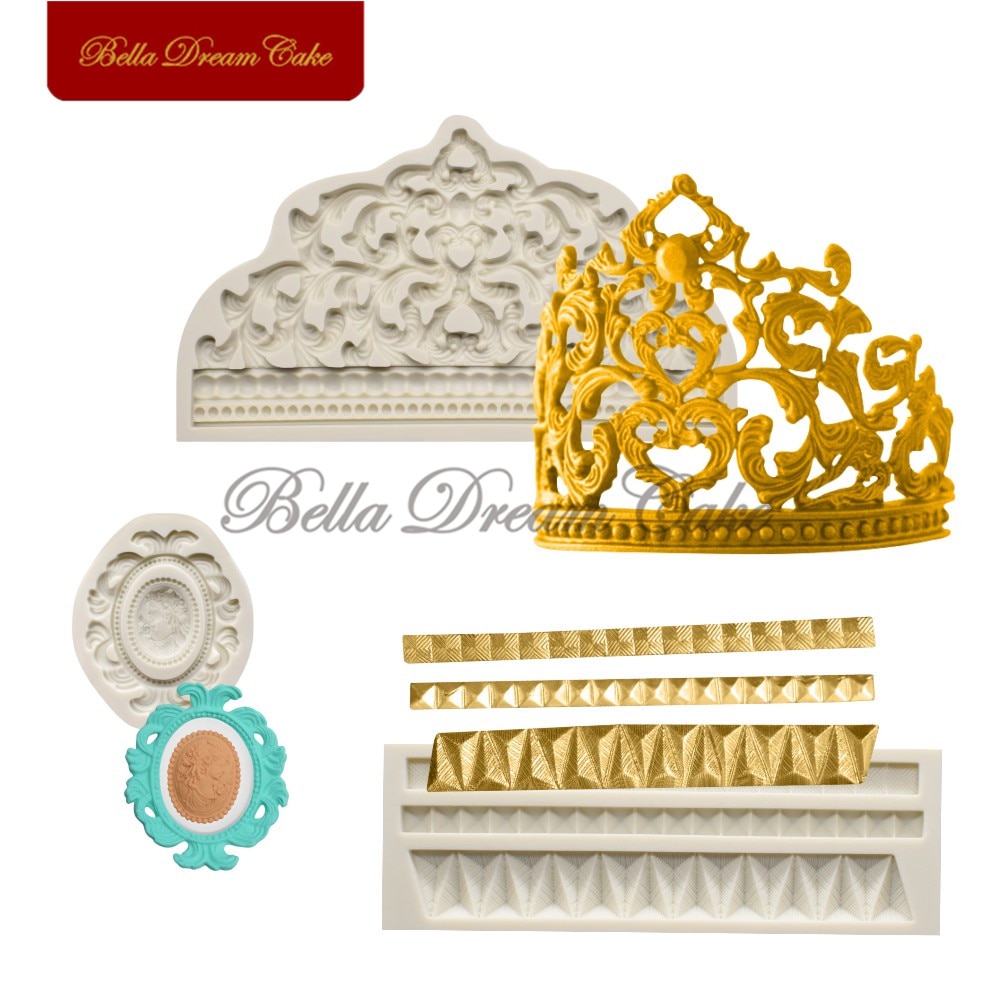 Crown Silicone Mold Cake Grens Mallen Fondant Sugarcraft Mould Voor Bruiloft Decoratie Cake Decorating Gereedschap Keuken Accessoires