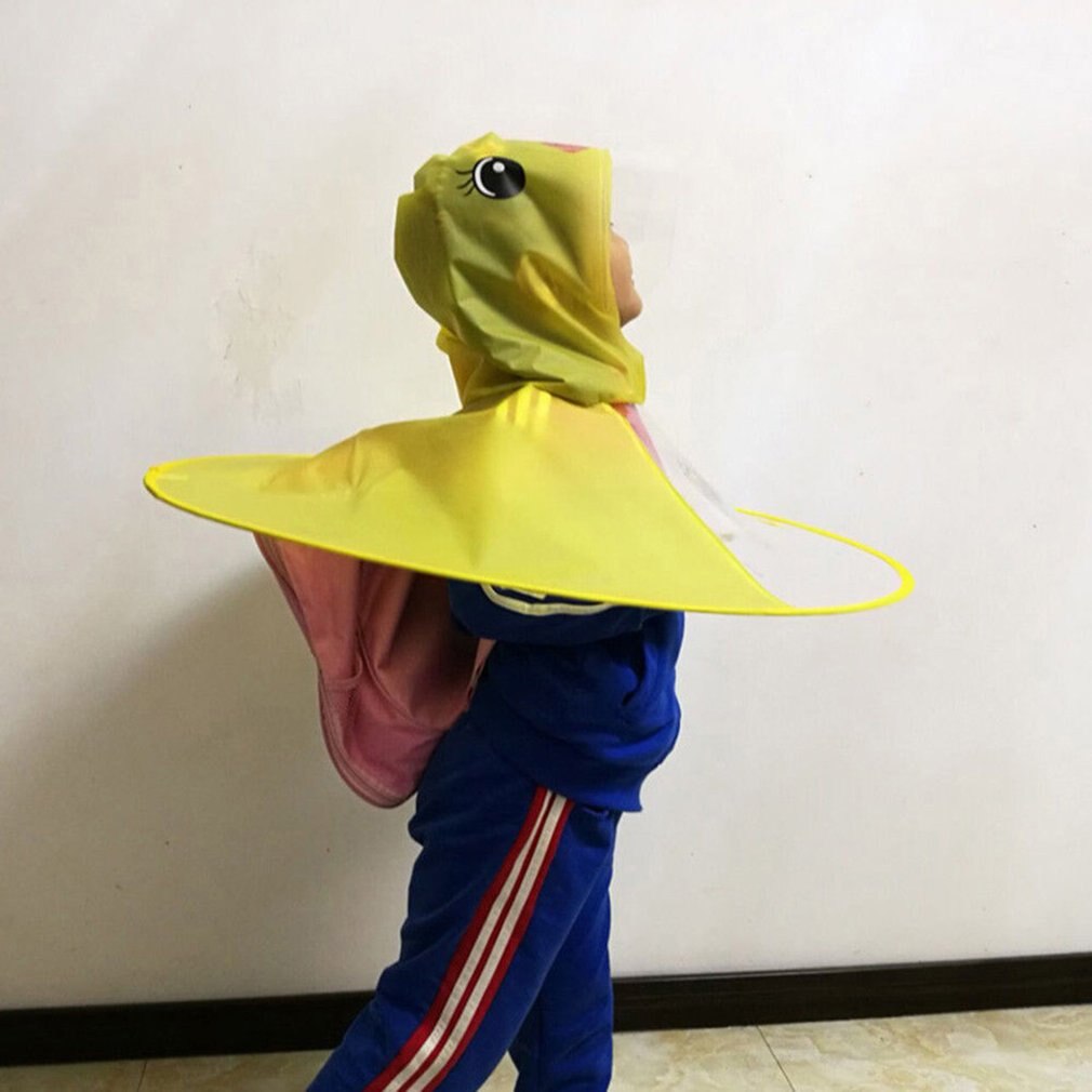 Cartoon Duck Rain Hat Foldable Children Raincoat Umbrella Cape Cute Rain Coat Cloak Universal for Boys Girls