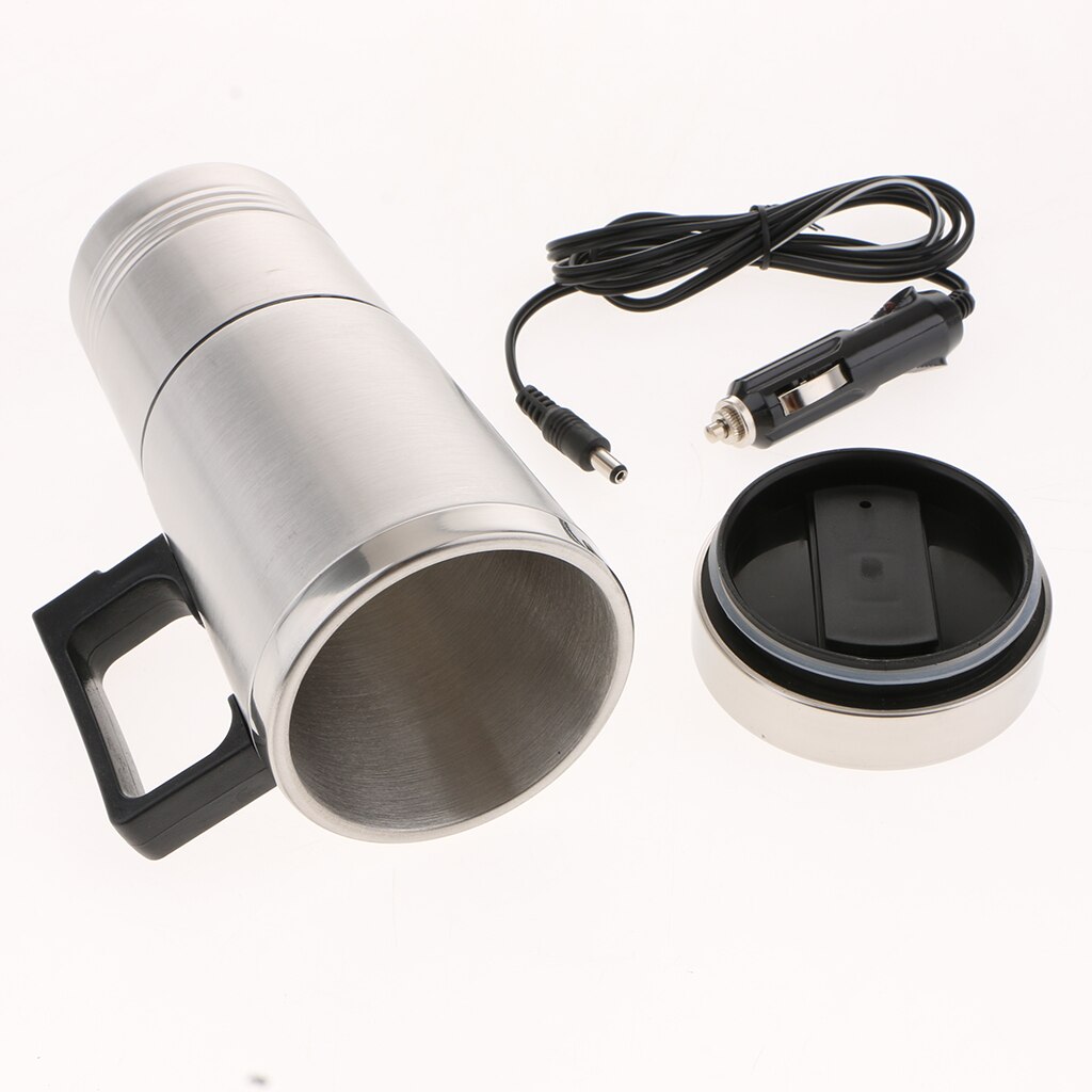 12v Electric Heating Cup Car Electric Thermal Heated Travel Mug Cup for Van Caravan Stainless Steel Travel Mugs