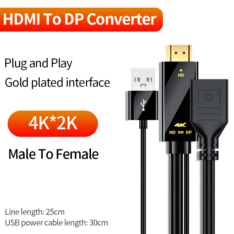 4K 60HZ HDMI-compatible to Displayport Converter Cable HDMI 2.0 to Display Port Adapter Conversion Cable For Laptop PC PS4 XBox: C