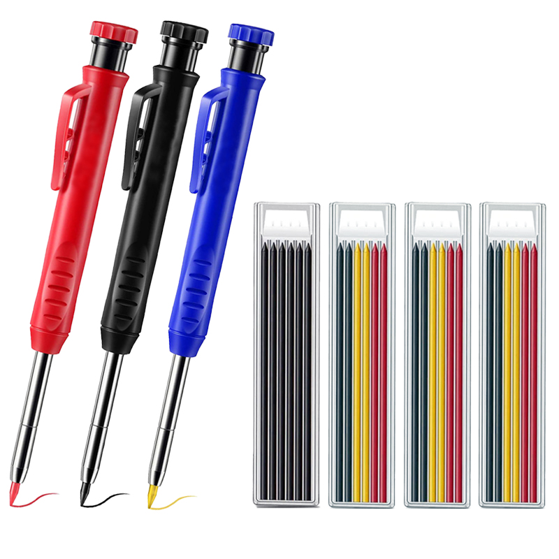 Solide timmermanspotloodset Houtbewerkingsgereedschap Vulpotloodset Constructie Timmerman Marker Multi-box Navulstiften Kraspen: YELLOW