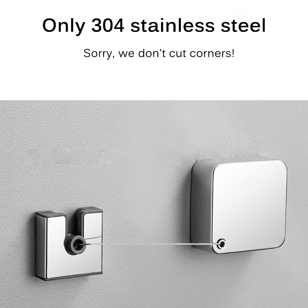 Retractable clothes line Stainless Steel laundry line Outdoor clothesline rope Wall Mounted Clothes Dryer Clothes Pegs 1Set