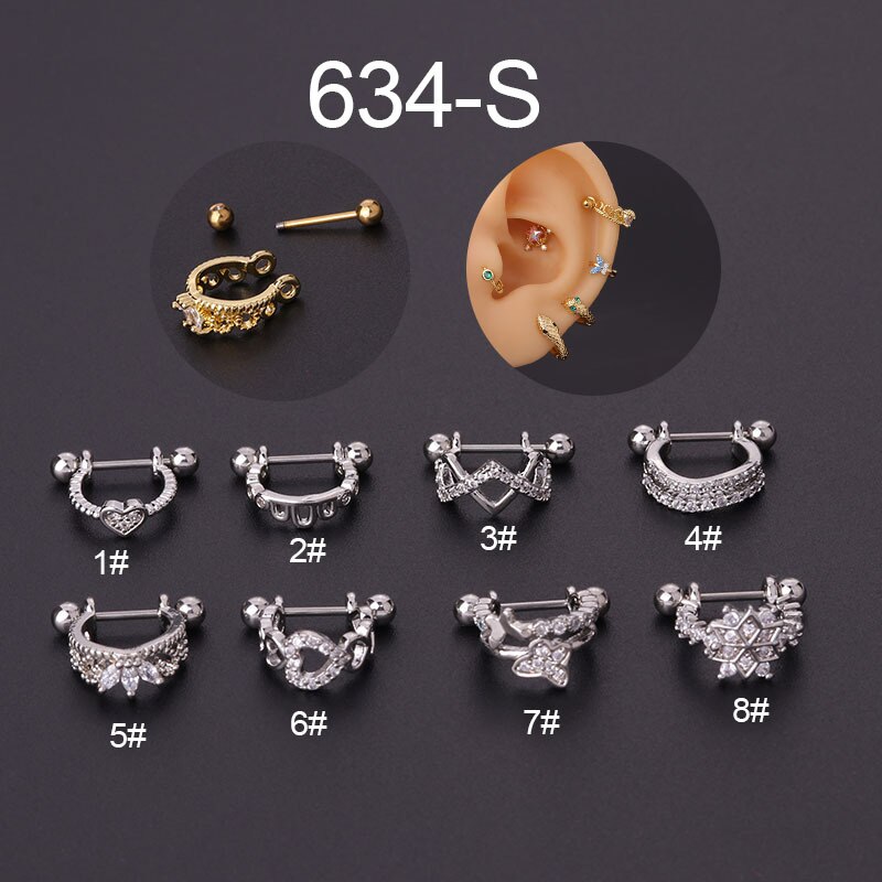 PROJEWE 3-6 paar RVS Oorknopjes Hart Ster Maan Oorbellen Zirkonia Tiny Stud Kraakbeen Helix Oorbellen Hypoallergeen voor Vrouwen Meisjes Gouden Oorbellen Zilver Rose Gouden Oorbellen
