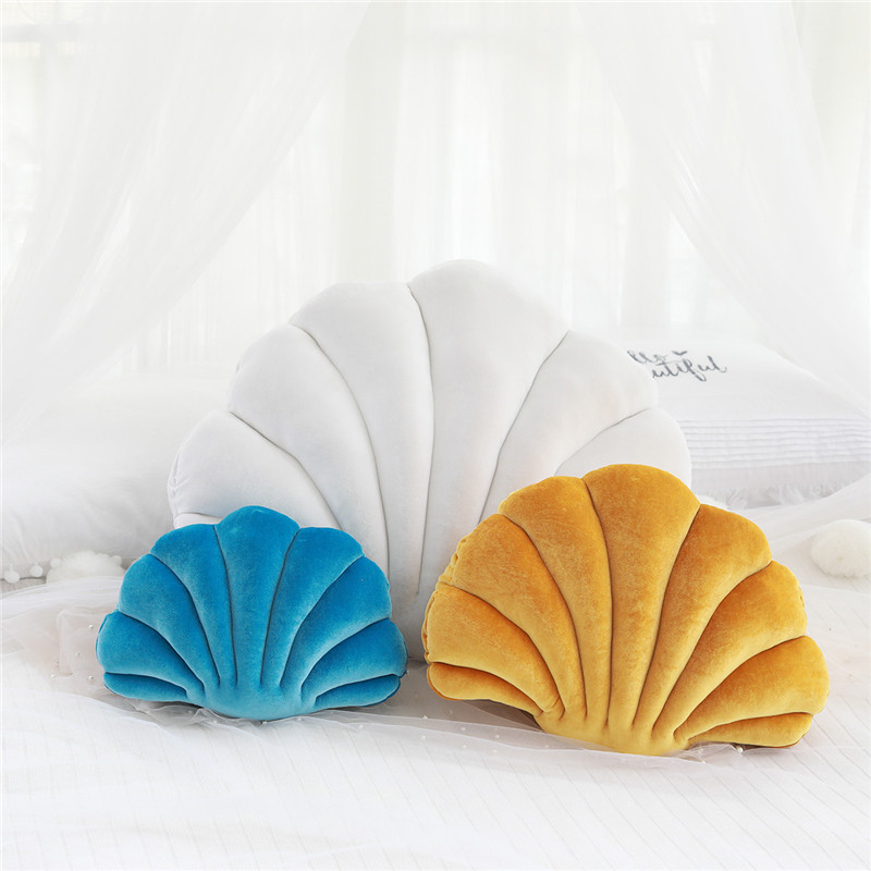 Schelp fluwelen rug schelp gevuld pluche kussen thuis thuis bed bank kussen decoratie pluchen speelgoed
