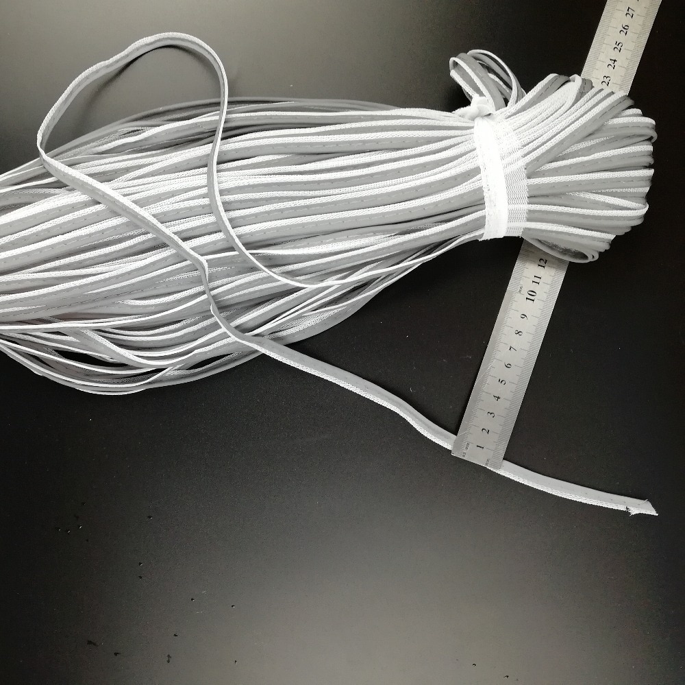 10 mmx 5 meter reflekterende stof båndbånd med hvid kant flettet trim tape til påsyet tøj tasker sko