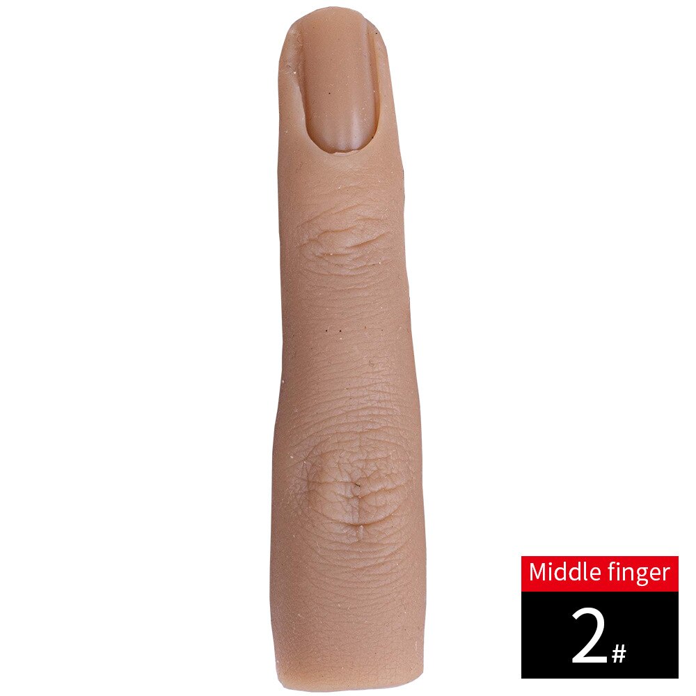 Nail Art Silicone Practice Single Finger Female Mannequin Finger with Flexible Finger Adjustment For Nails Display: No. 2 Finger
